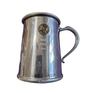 Vintage pewter Oak Spokes 1970 mug with emblem